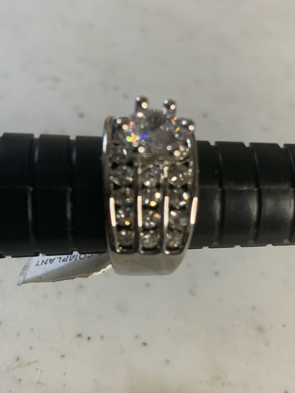 Palm Beach Boutique Silver-Tone Multirow CZ Ring with Clear Center Stone